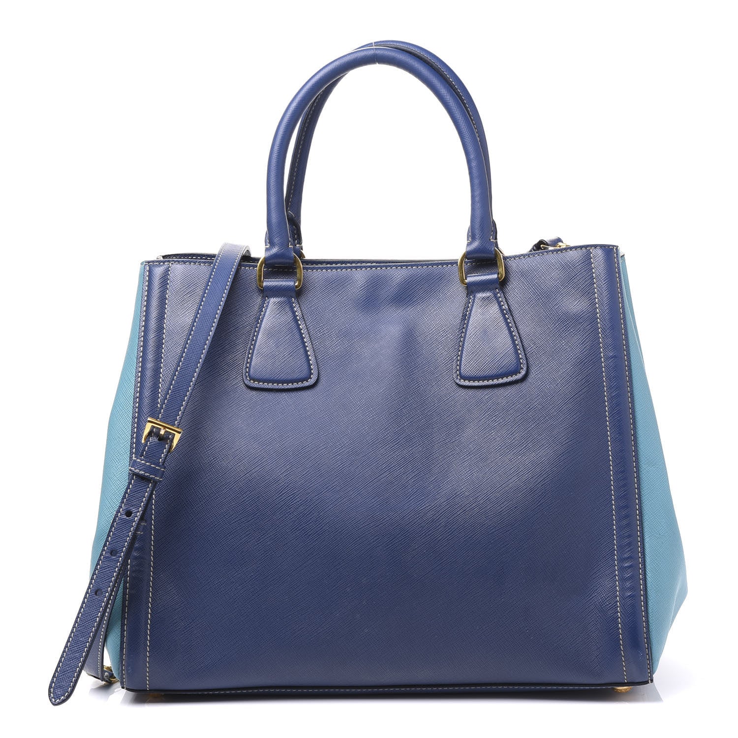 Prada Saffiano Lux Medium Bi-Color Tote Bluette Turchese 1 of 9