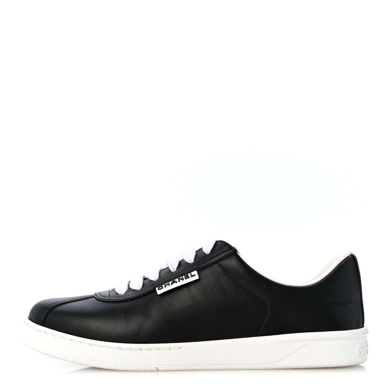 Chanel Calfskin CC Womens Sneakers 38.5 Black 1 of 10