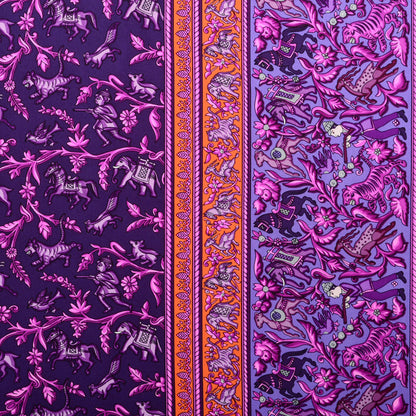 Hermes Silk Chasse En Inde Scarf 90 Violet Orange Rose Indien 3 of 6