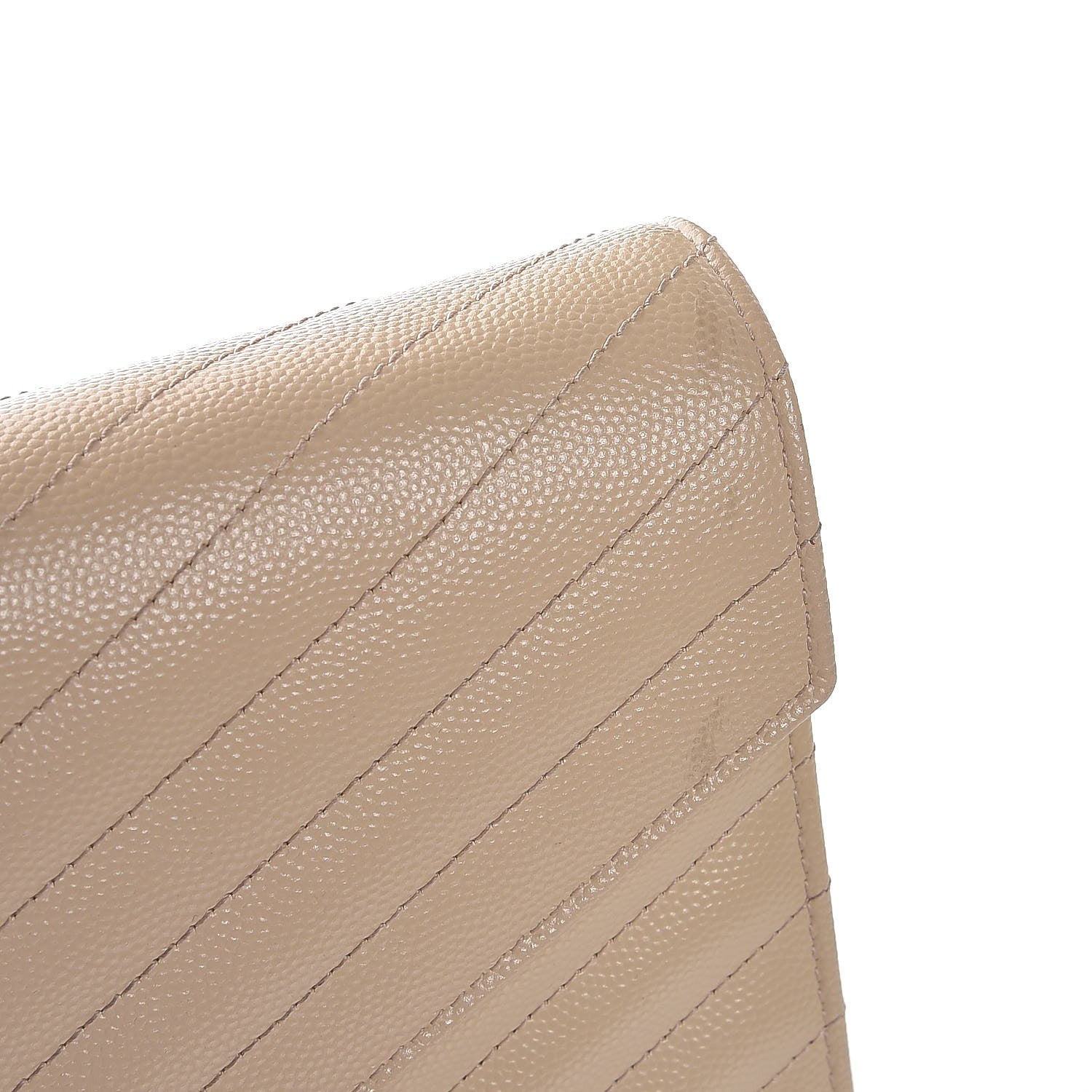 Saint Laurent Grain De Poudre Matelasse Chevron Monogram Chain Wallet Nude Powder 9 of 10