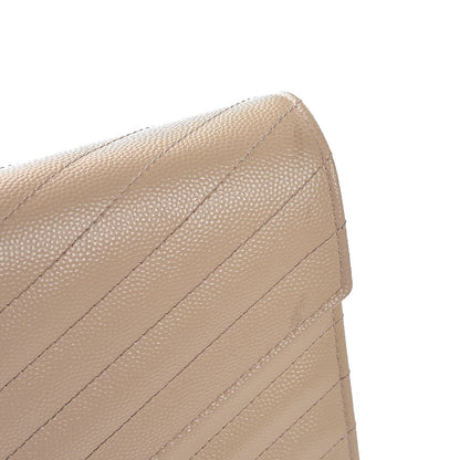 Saint Laurent Grain De Poudre Matelasse Chevron Monogram Chain Wallet Nude Powder 9 of 10