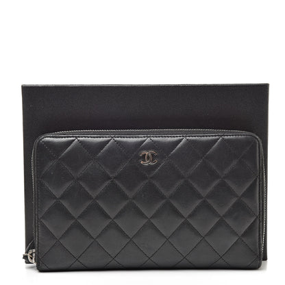 Chanel Lambskin Quilted Large Zip Around Organizer Wallet Black 16 of 16
