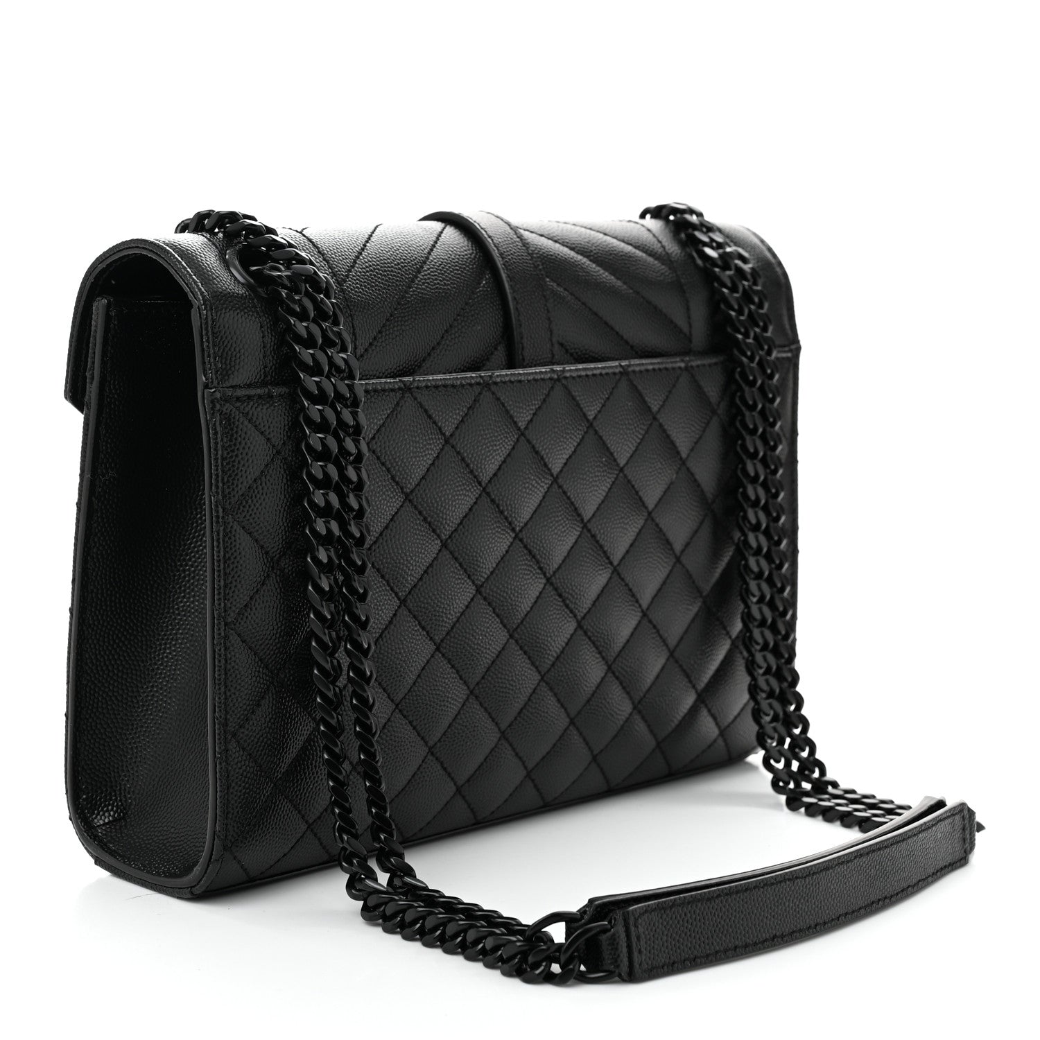 Saint Laurent Grain De Poudre Textured Mixed Matelasse Triquilt Medium Monogram Monochrome Satchel Black 3 of 10