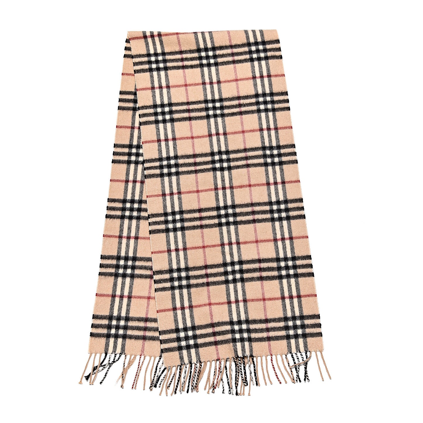 Cashmere House Check Fringe Scarf Camel