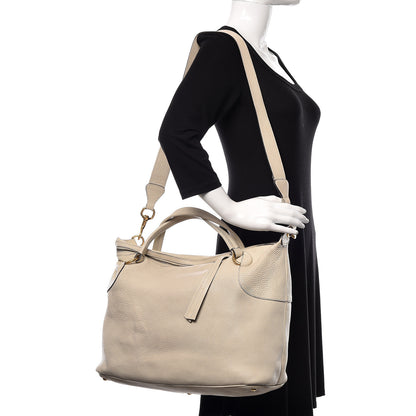 Gucci Pebbled Calfskin Twill Medium Top Handle Satchel White 2 of 25