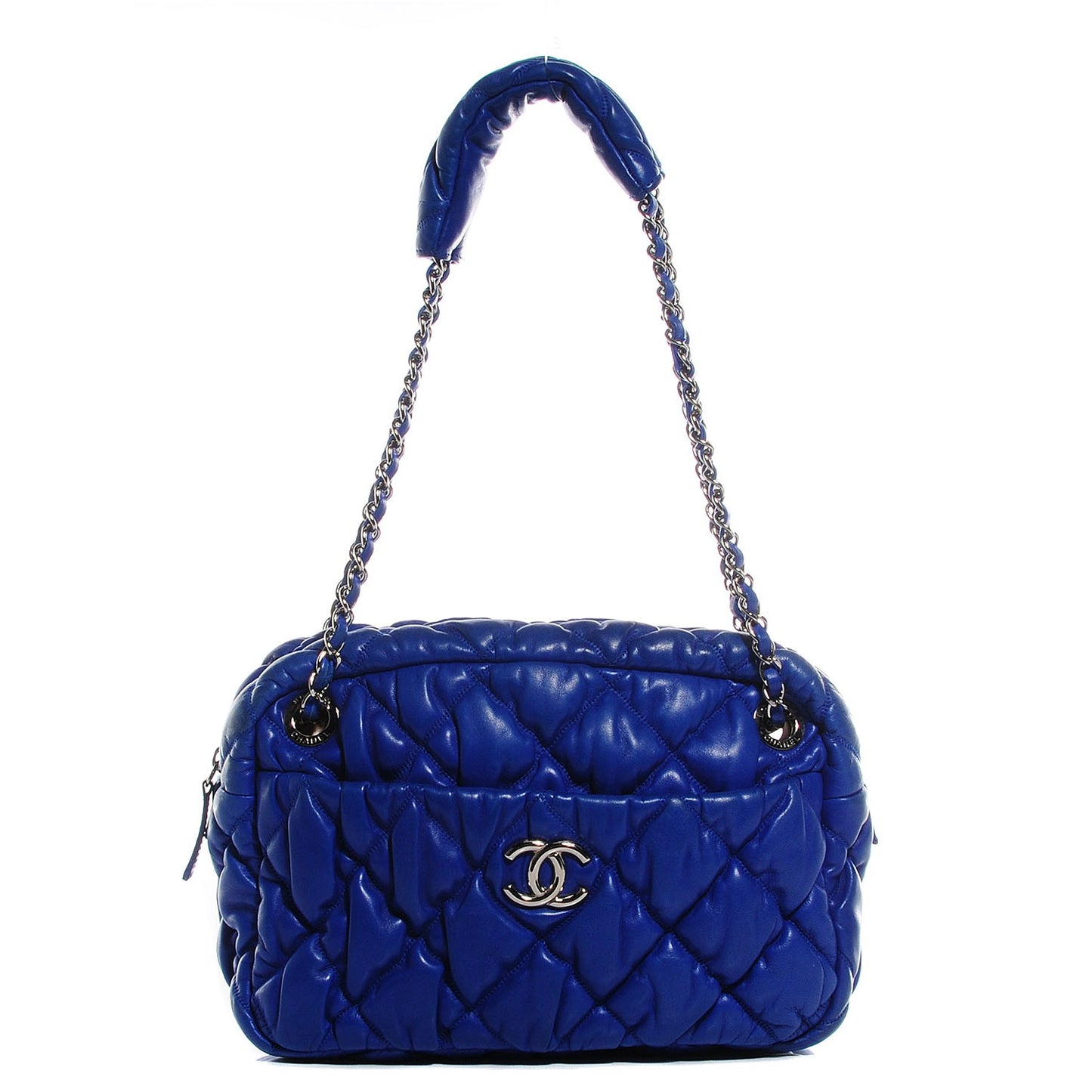 Lambskin Bubble Quilt Camera Case Blue