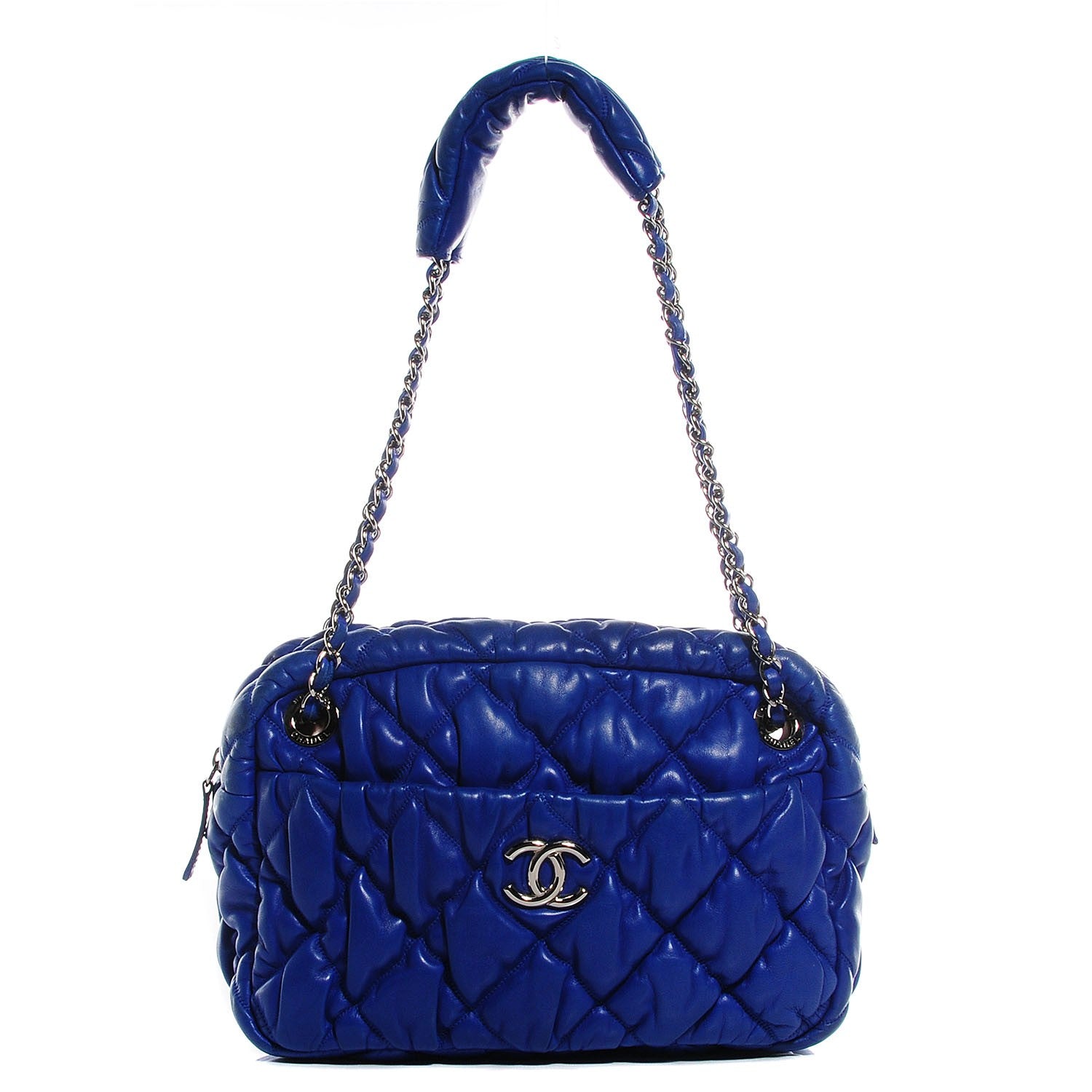 Chanel Lambskin Bubble Quilt Camera Case Blue 1 of 8