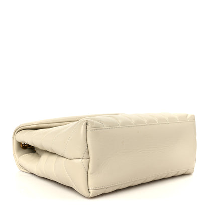 Saint Laurent Calfskin Y Quilted Monogram Small Loulou Chain Satchel Crema Soft 4 of 11