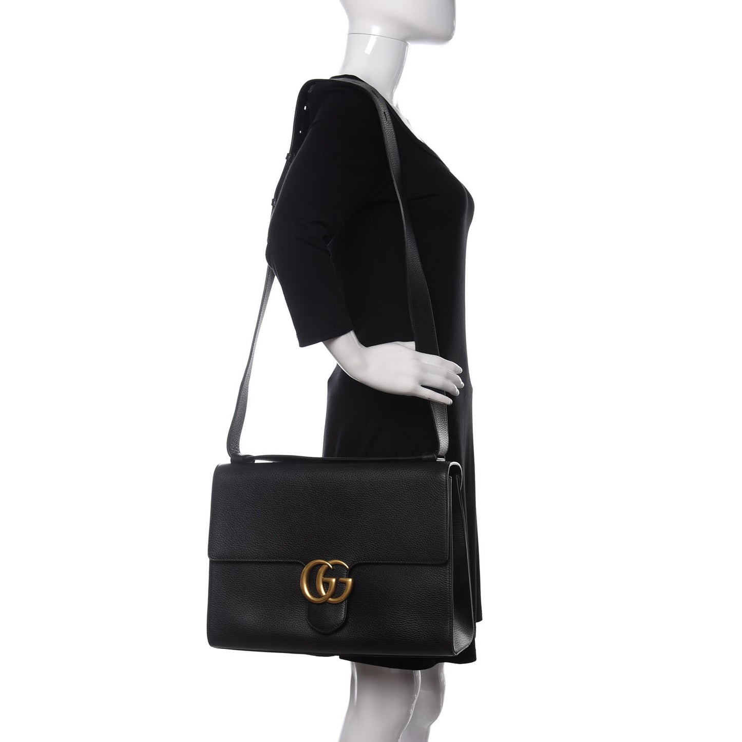 Calfskin GG Marmont Messenger Bag Black