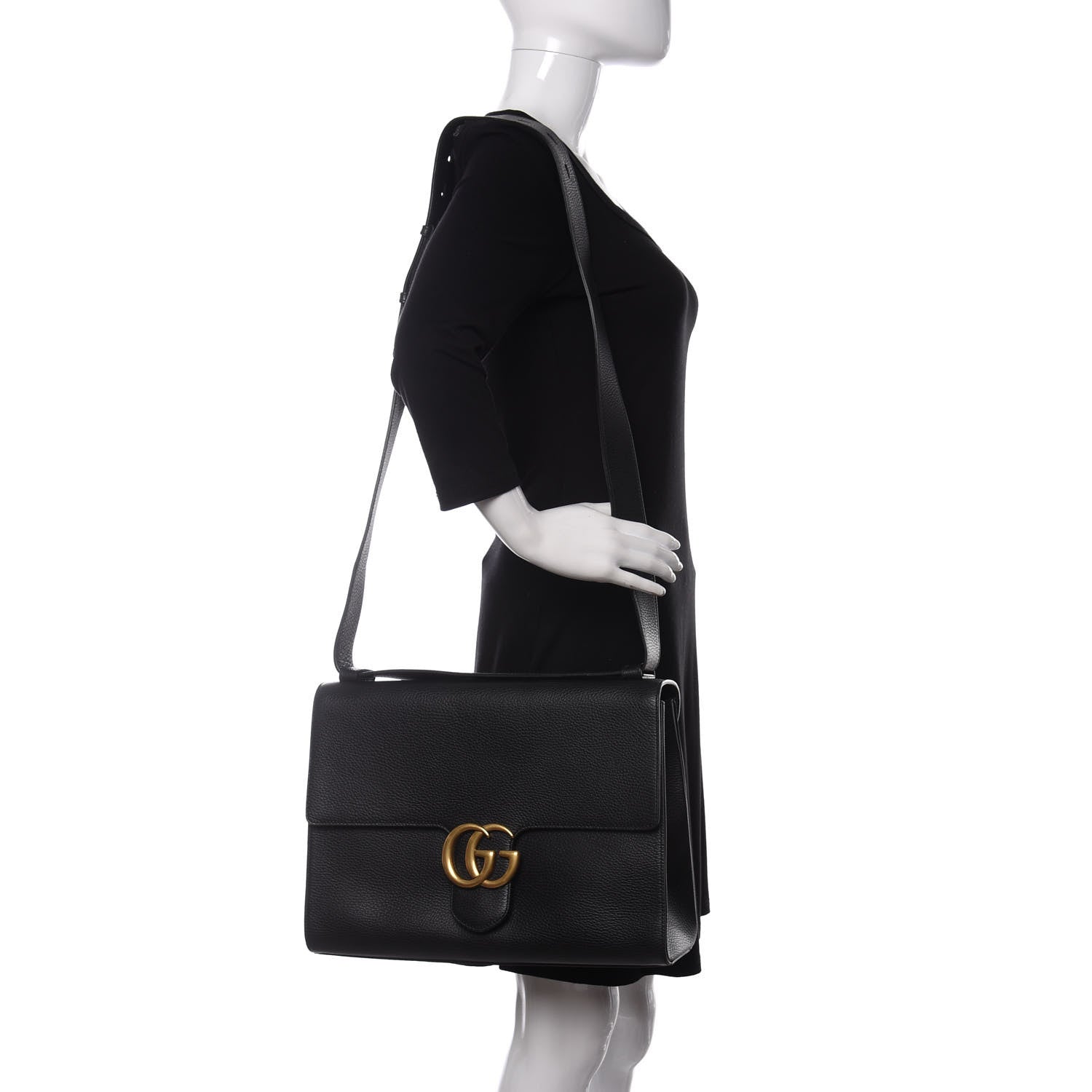 Gucci Calfskin GG Marmont Messenger Bag Black 2 of 11