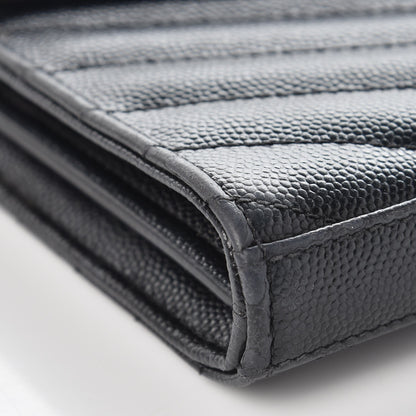 Saint Laurent Grain De Poudre Matelasse Chevron Monogram Chain Wallet Black 9 of 12