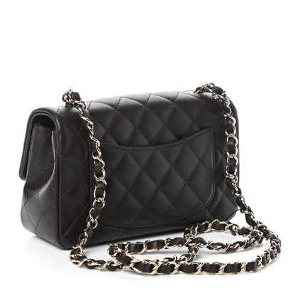 Chanel Lambskin Quilted Mini Rectangular Flap Dark Brown 3 of 10