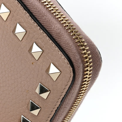 Valentino Garavani Pebbled Calfskin Rockstud Zip Around Wallet Poudre 8 of 9