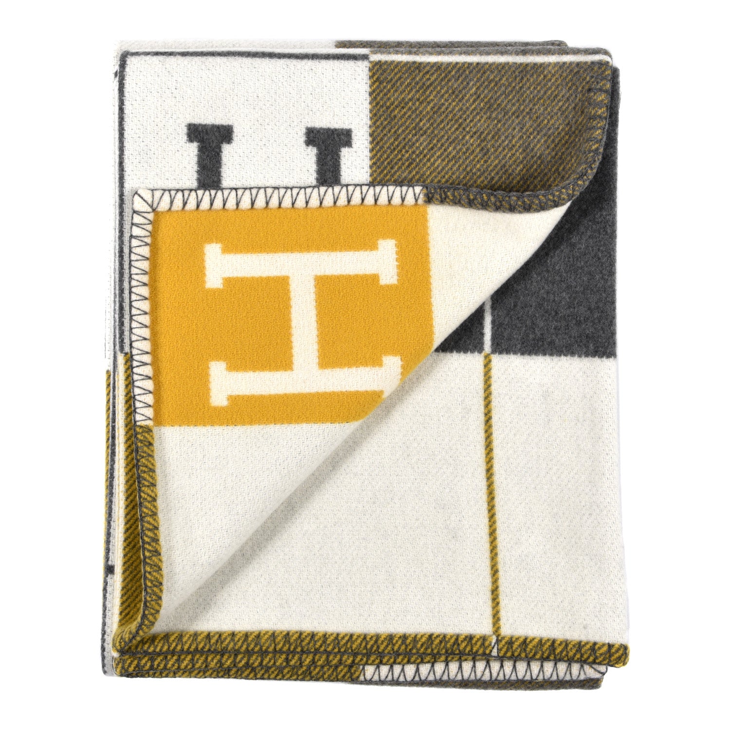 Hermes Wool Cashmere Avalon III Blanket Gris Soleil 2 of 3