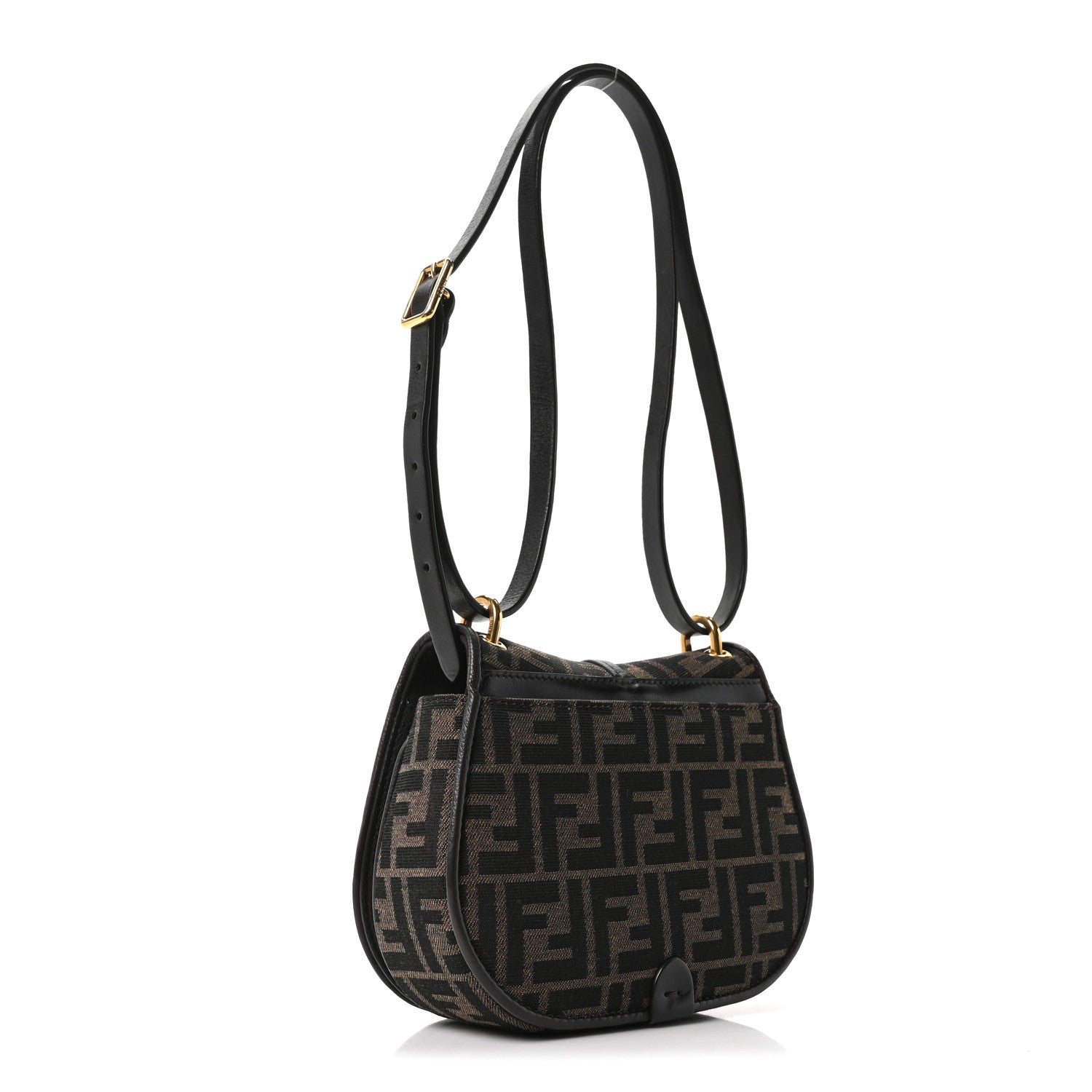 Fendi Fabric Jacquard Vitello Cher Cuoio FF 1974 Small Fendi C'mon Tobacco Moro Ebano 3 of 10