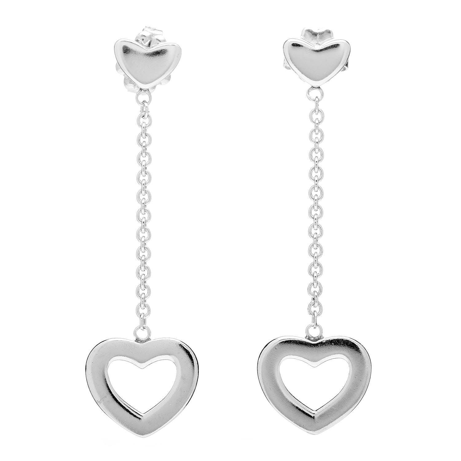 Tiffany Sterling Silver Double Heart Drop Earrings 1 of 4