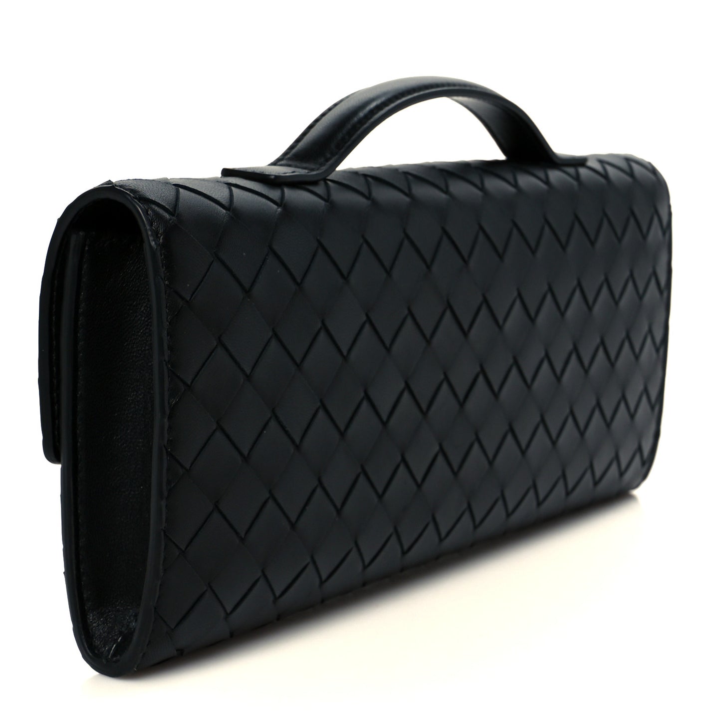 Nappa Intrecciato Long Andiamo Top Handle Clutch Black