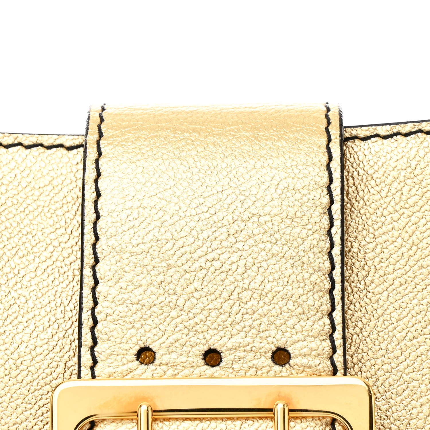 Burberry Metallic Soft Grain Calfskin Medium Buckle Tote Gold