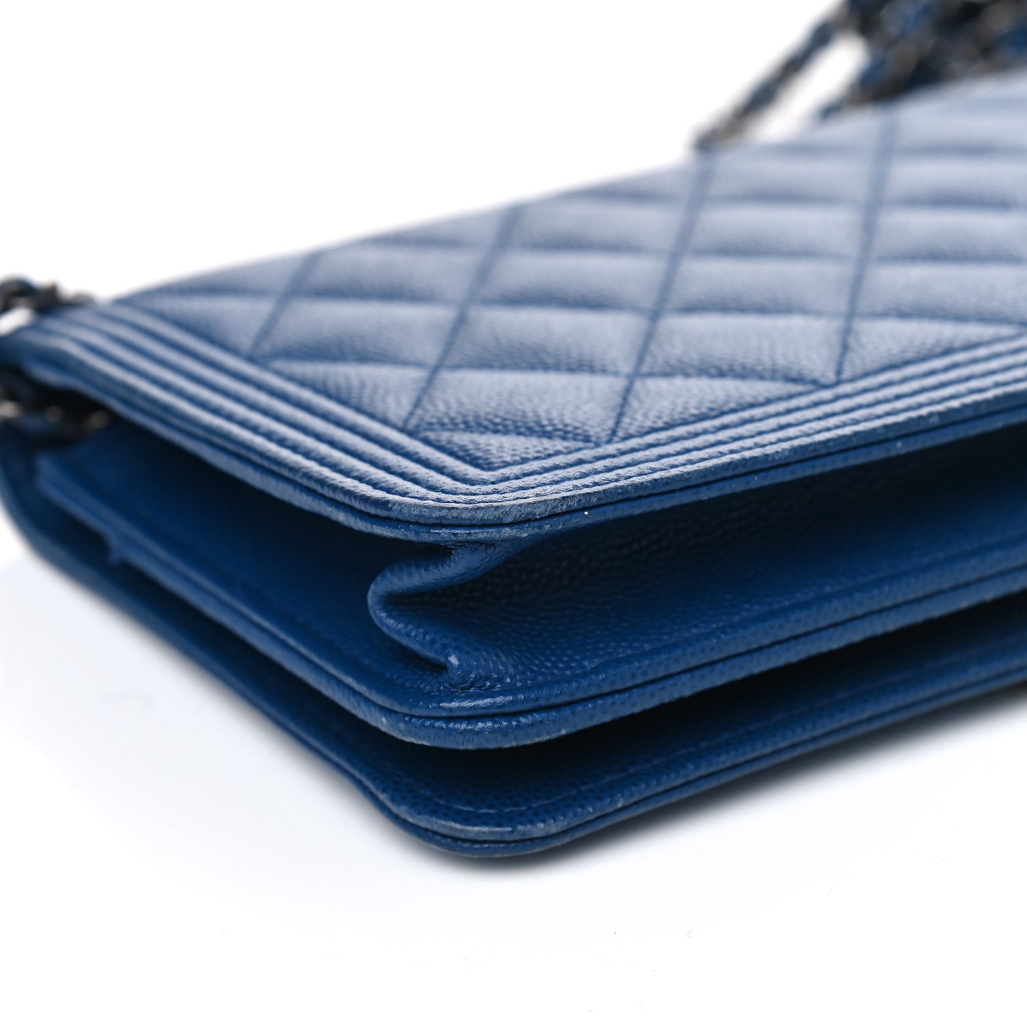 Caviar Quilted Boy Wallet On Chain WOC Blue