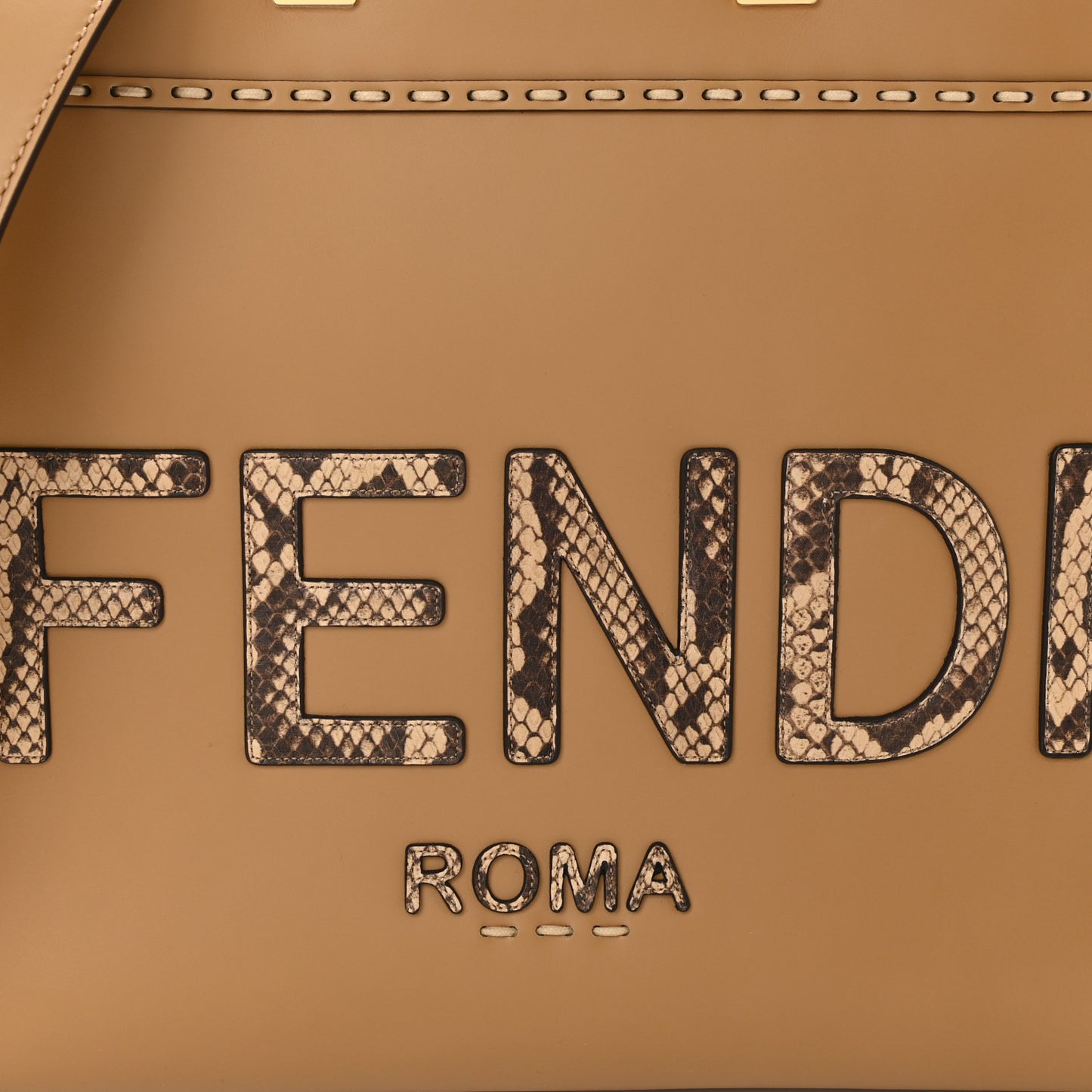Vitello King Plexiglass Elaphe Python Print Logo Medium Fendi Sunshine Shopper Tote Miele Scuro Makeup