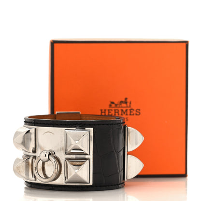 Hermes Shiny Alligator Collier de Chien CDC Bracelet S Graphite 6 of 6