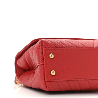 Chanel Caviar Chevron Quilted Mini Coco Handle Flap Red 9 of 11