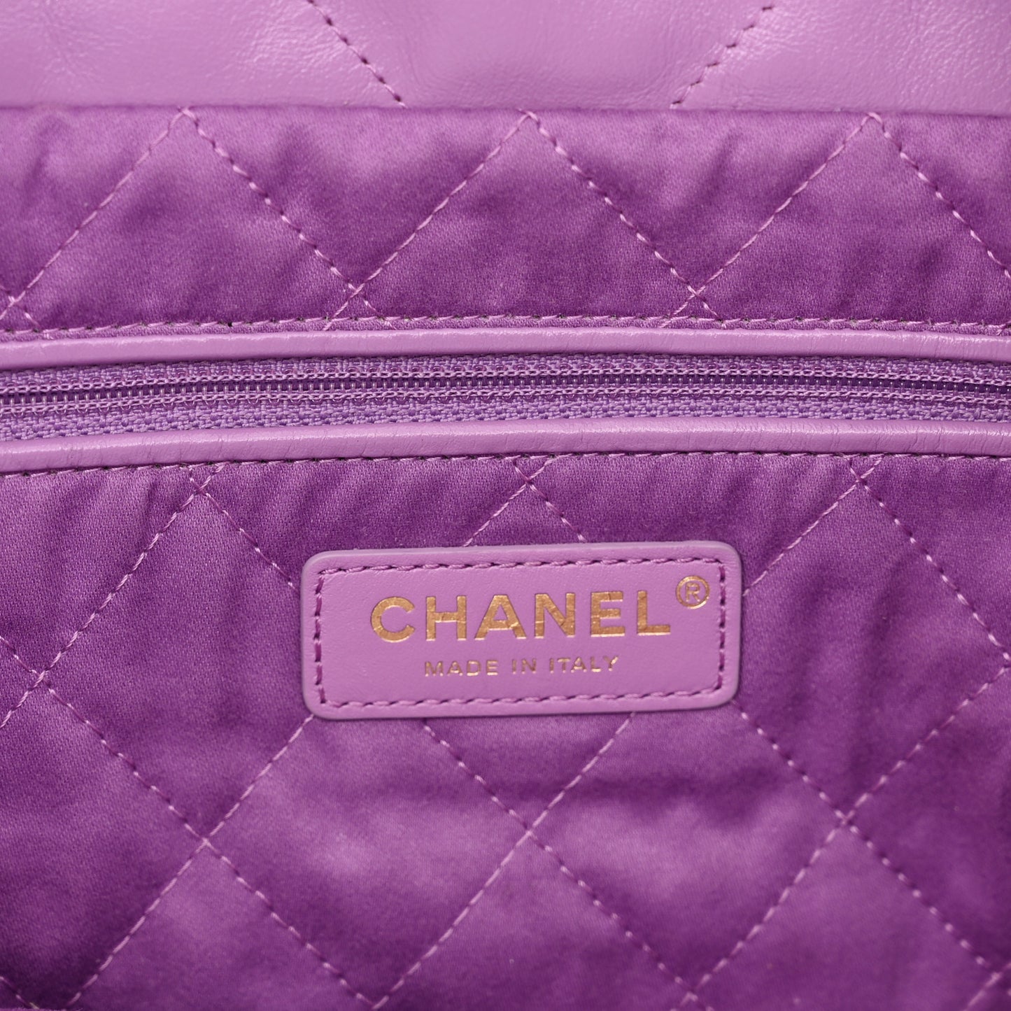 Shiny Calfskin Quilted Small Chanel 22 Purple