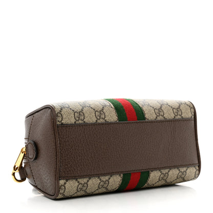 Gucci GG Supreme Monogram Textured Dollar Calfskin Web Mini Ophidia Top Handle Bowler Bag Beige Ebony New Acero 4 of 8