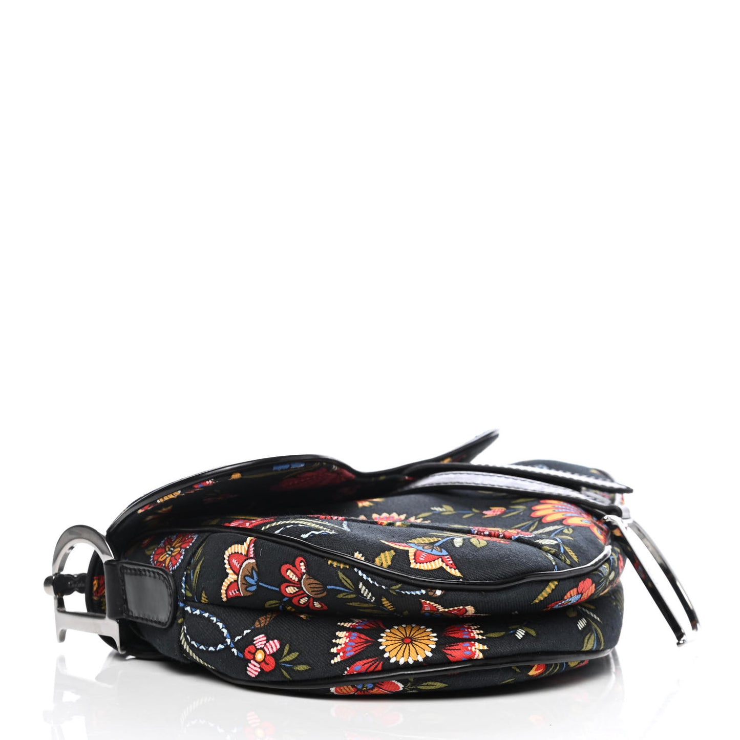 Canvas Floral Saddle Bag Black