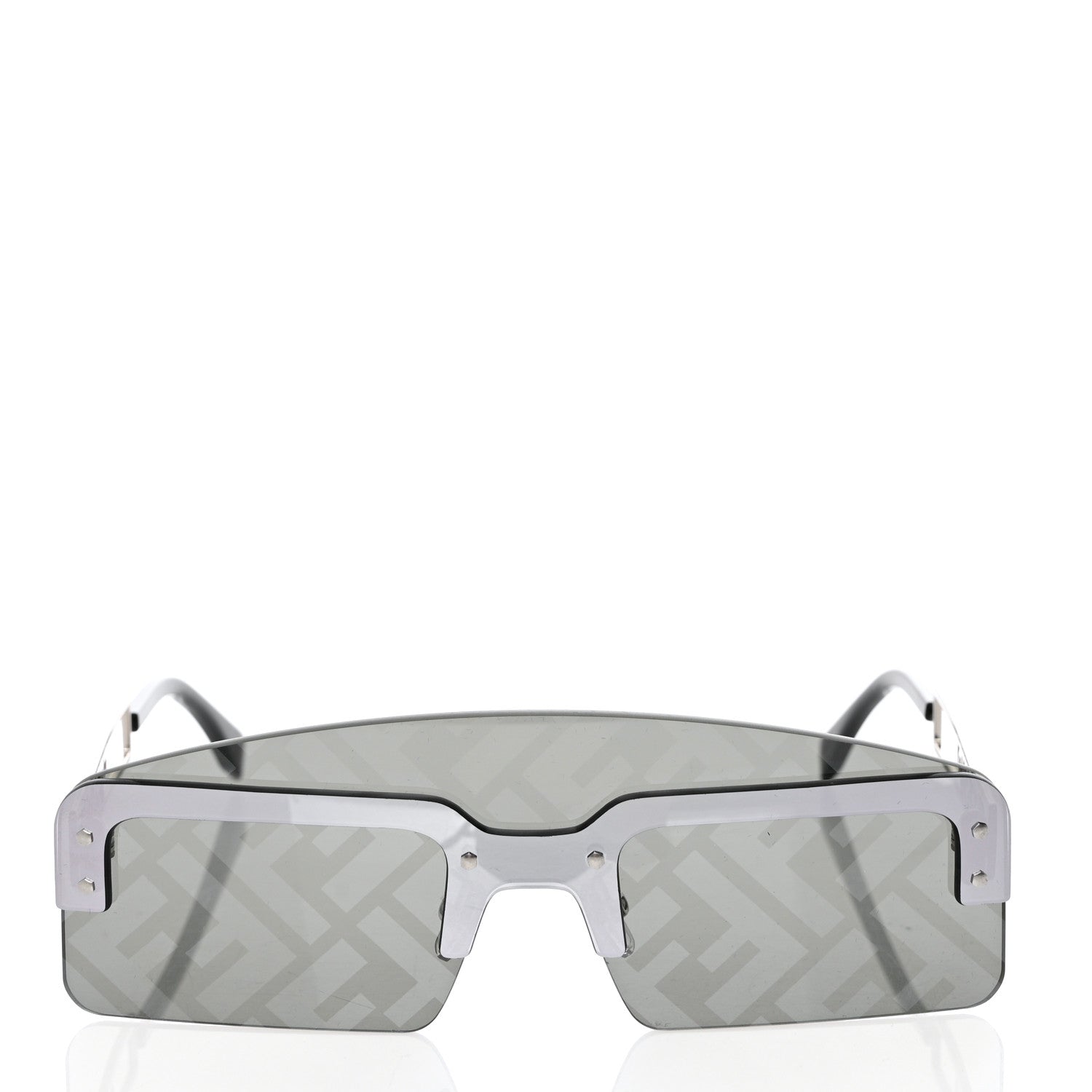 Fendi Metal Acetate The Technicolor FF Shield Sunglasses FE40023U Shiny Palladium Smoke Mirror 2 of 8