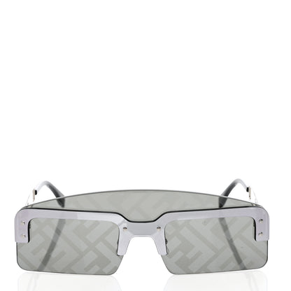 Fendi Metal Acetate The Technicolor FF Shield Sunglasses FE40023U Shiny Palladium Smoke Mirror 2 of 8