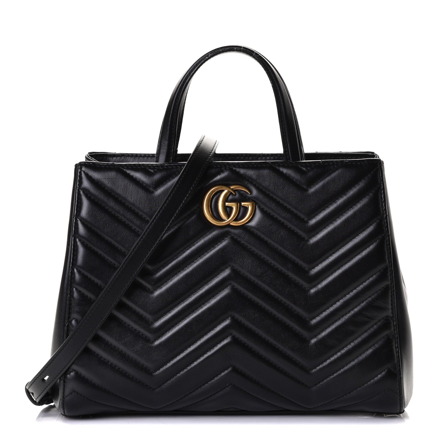 Gucci Calfskin Matelasse Small GG Marmont Tote Black 1 of 6