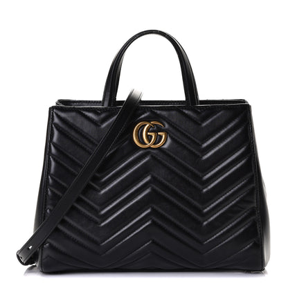 Gucci Calfskin Matelasse Small GG Marmont Tote Black 1 of 6