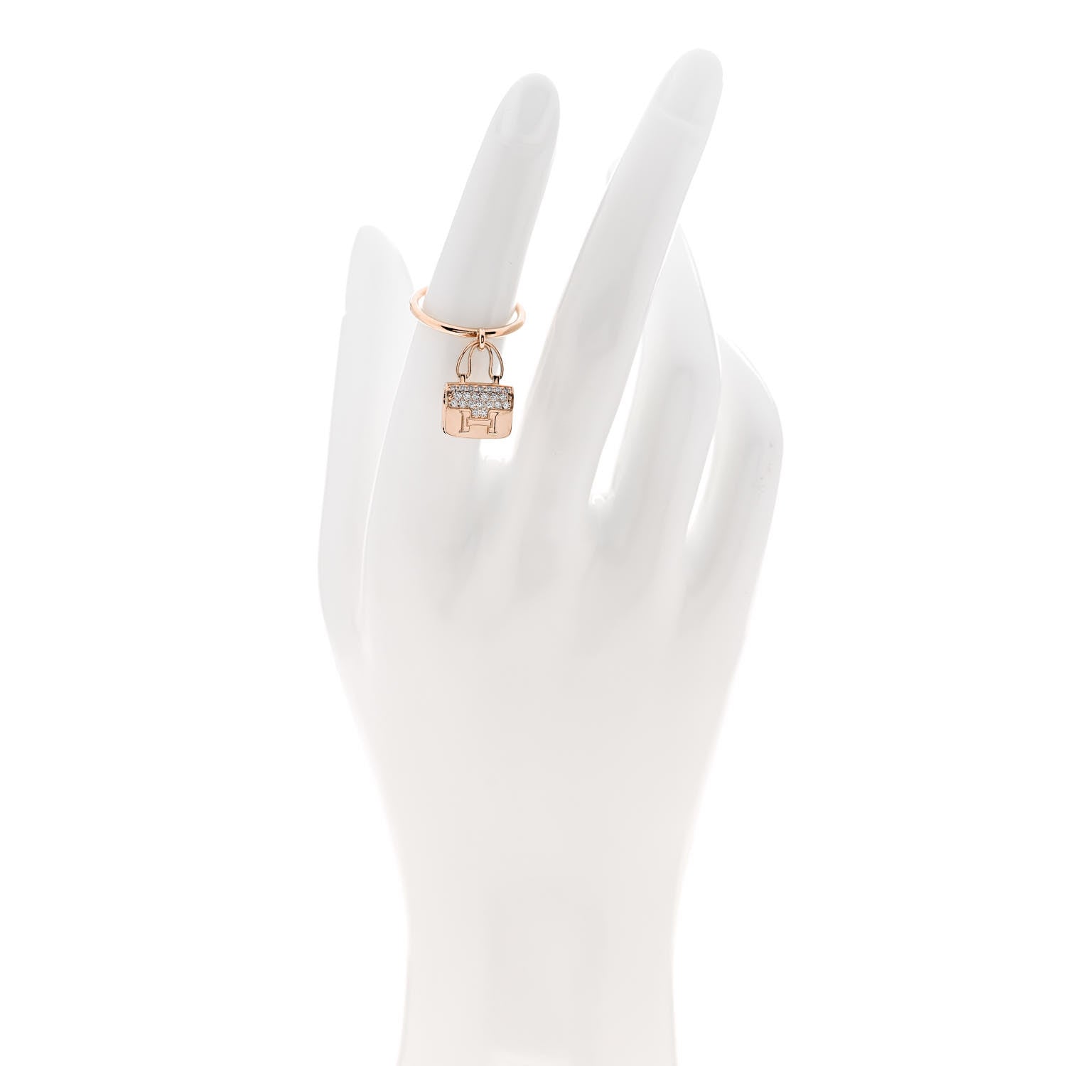Hermes 18K Rose Gold Diamond Amulettes Constance Ring 52 6 2 of 7