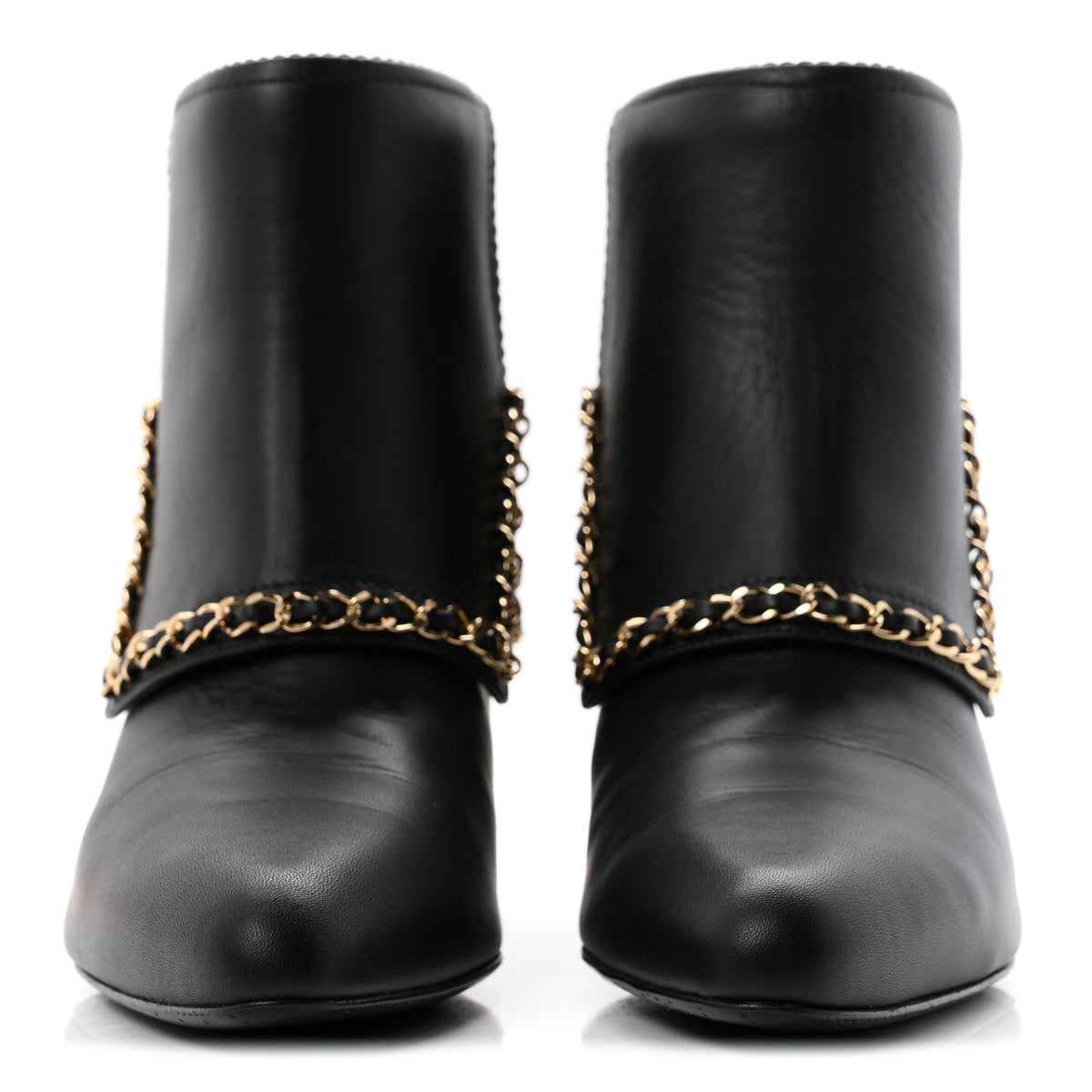 Chanel Calfskin Chain CC Short Boots 37 Black 3 of 9