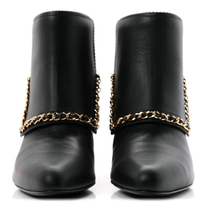 Chanel Calfskin Chain CC Short Boots 37 Black 3 of 9