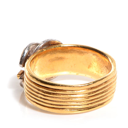 Chanel CC Silver Gold Ring 6.5 3 of 5