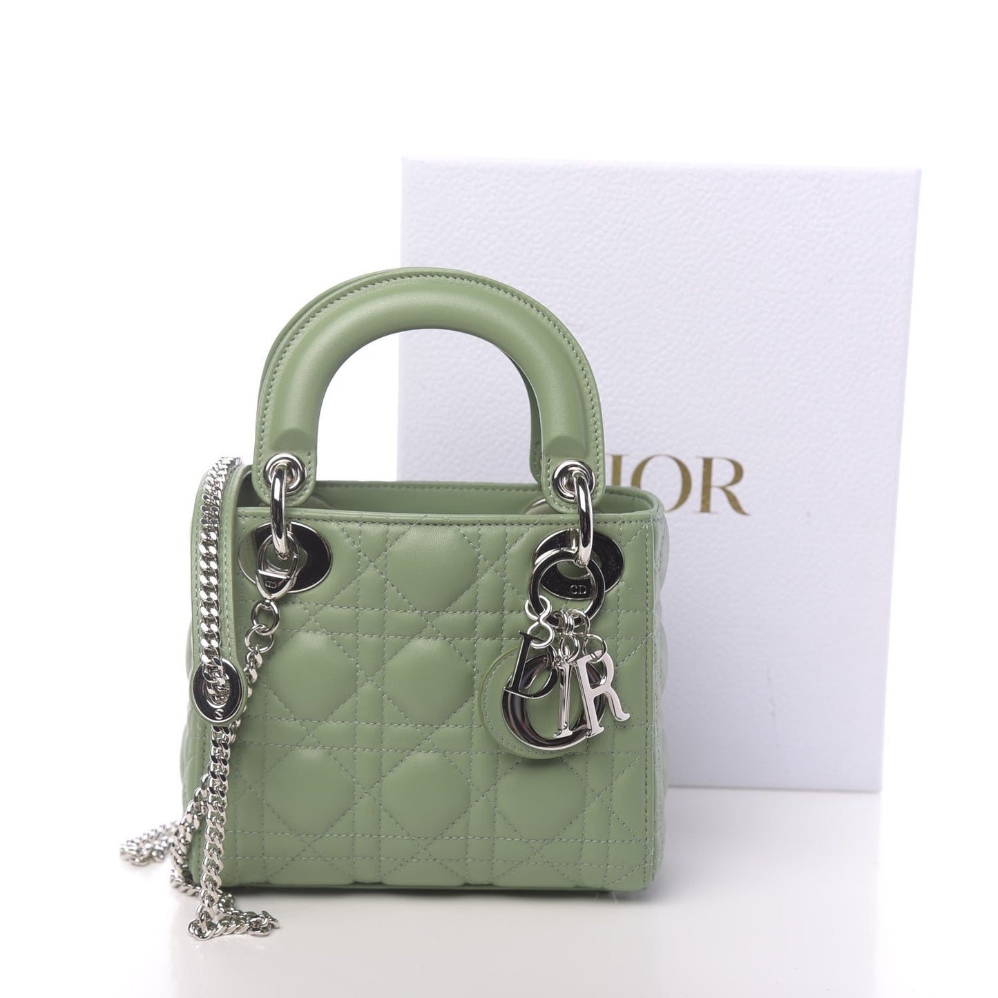 Lambskin Cannage Mini Lady Dior Green