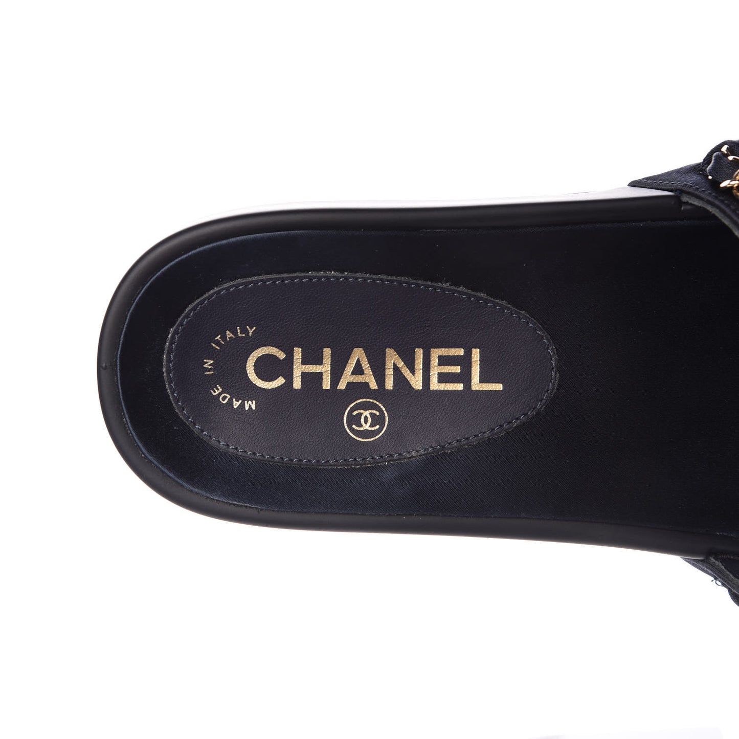 Canvas Chain Flat Sandals 36 Marine