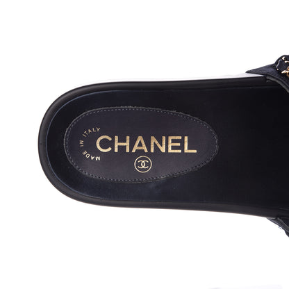 Chanel Canvas Chain Flat Sandals 36 Marine 8 of 10