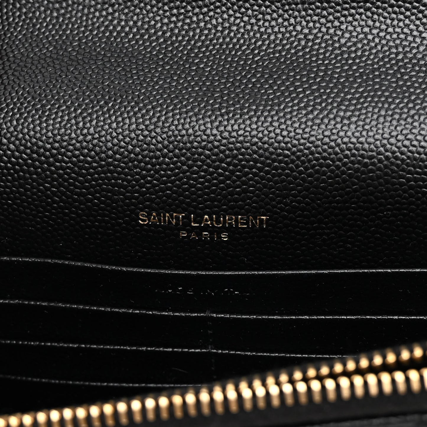 Grain De Poudre Matelasse Chevron Monogram Envelope Chain Wallet Black