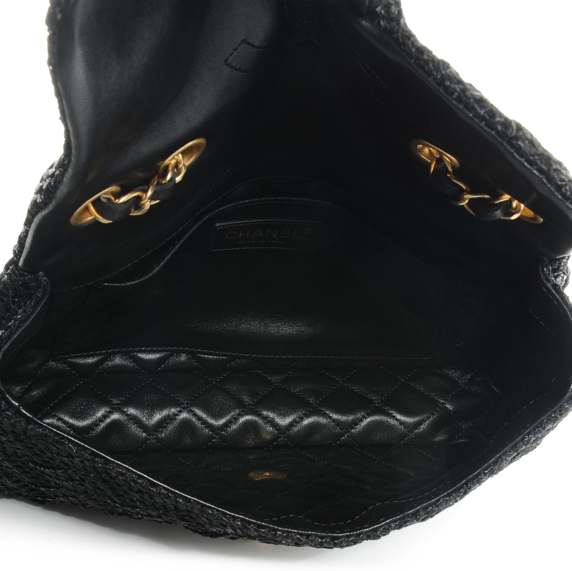Chanel Woven Nylon Medium Flap Black 6 of 9