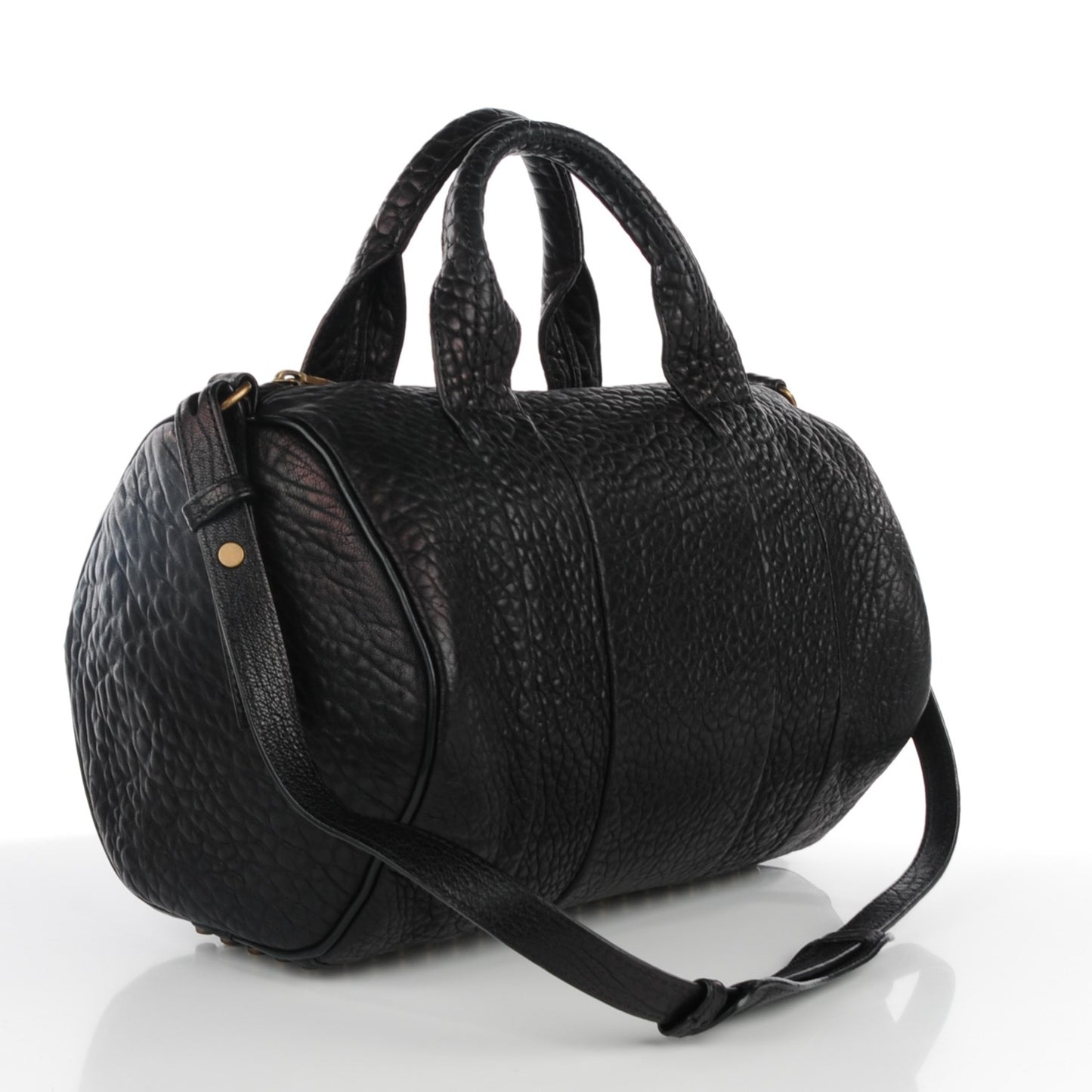 Pebbled Lambskin Rocco Black Antique Brass Hardware
