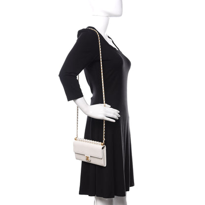 Chanel Lambskin Quilted Chic Pearls Clutch With Chain White 2 of 11