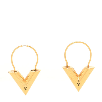 Louis Vuitton Brass Essential V Hoop Earrings Gold 1 of 4