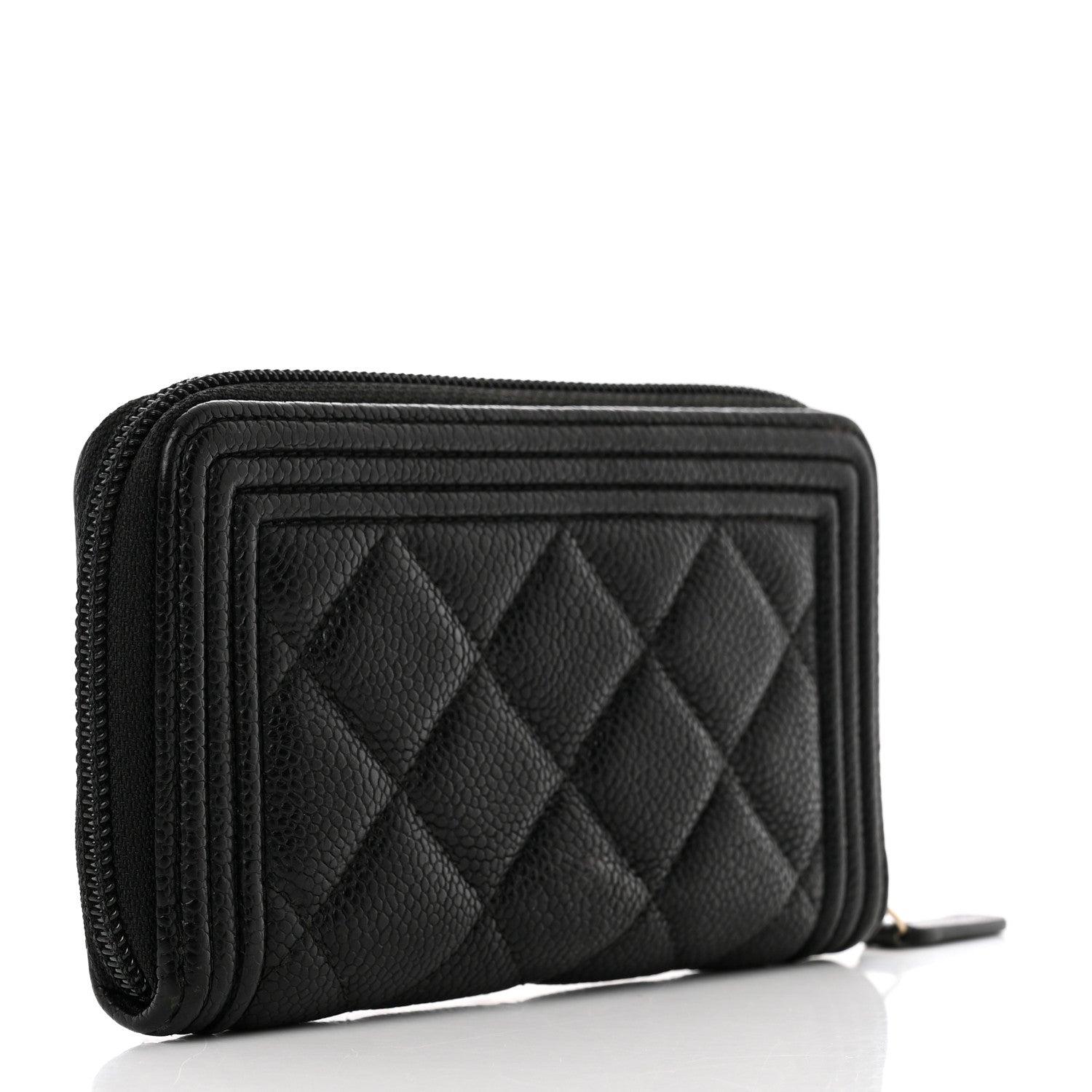 Chanel Caviar Quilted Small Boy Zip Around Wallet Black 3 of 9