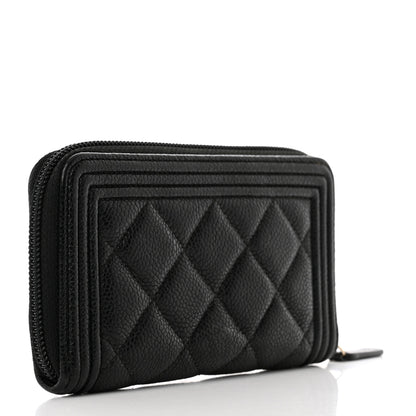 Chanel Caviar Quilted Small Boy Zip Around Wallet Black 3 of 9