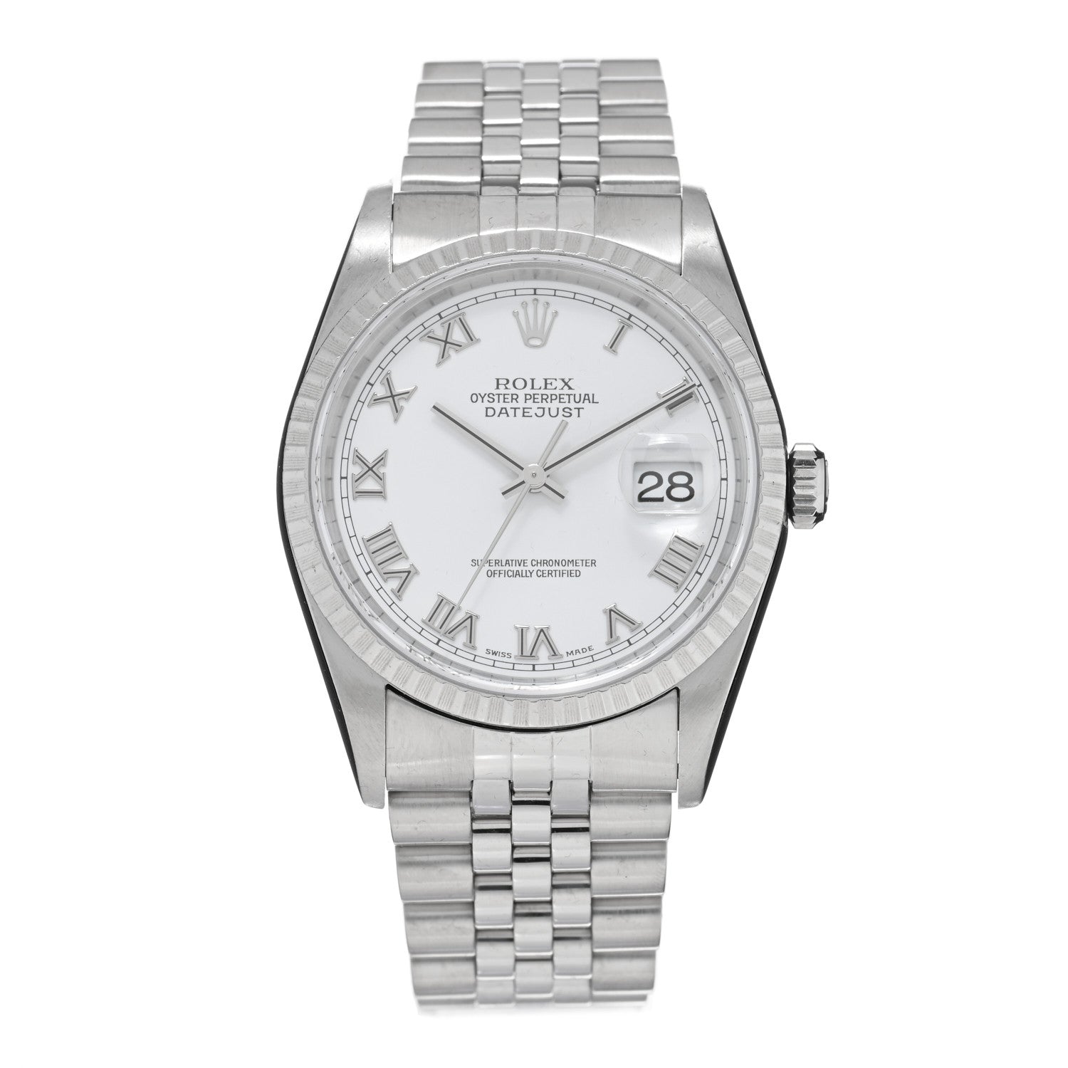 Rolex Stainless Steel 36mm Oyster Perpetual Datejust Watch White Roman 16220 1 of 4