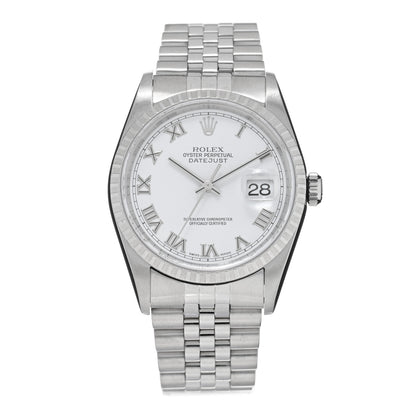 Rolex Stainless Steel 36mm Oyster Perpetual Datejust Watch White Roman 16220 1 of 4