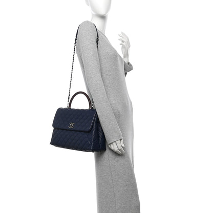 Chanel Caviar Lizard Quilted Medium Coco Handle Flap Navy 2 of 10